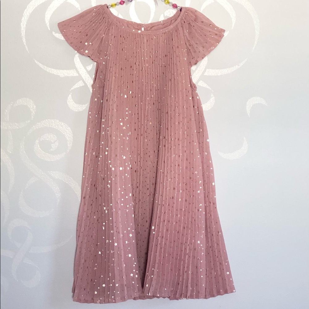 H&M kids- Girls pink star accordion dress size